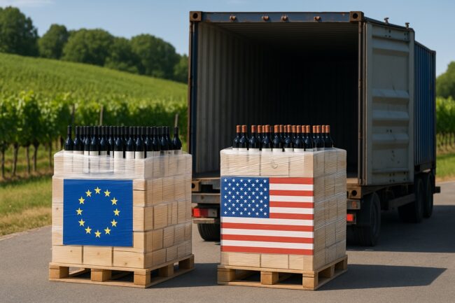 Article taxe UE USA 27 juillet 2025 Exportation de vin UE‑USA : caisses prêtes à l’expédition (accord 2025)